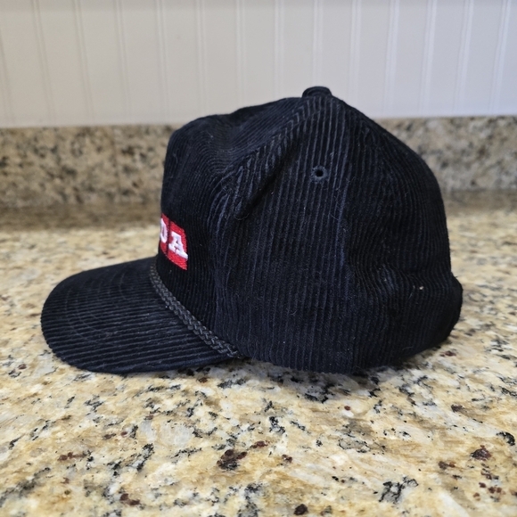 Vintage Corduroy Honda SnapBack Hat RARE 70s Black Rope AMA Pro Script Logo Cap - Picture 2 of 6
